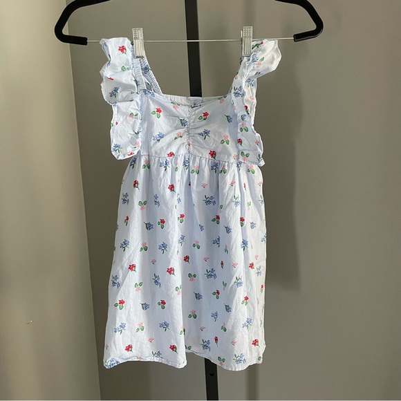 Janie and Jack Floral Ruffle Sleeve Dress Peek A Blue Floral Size Small - Picture 2 of 4